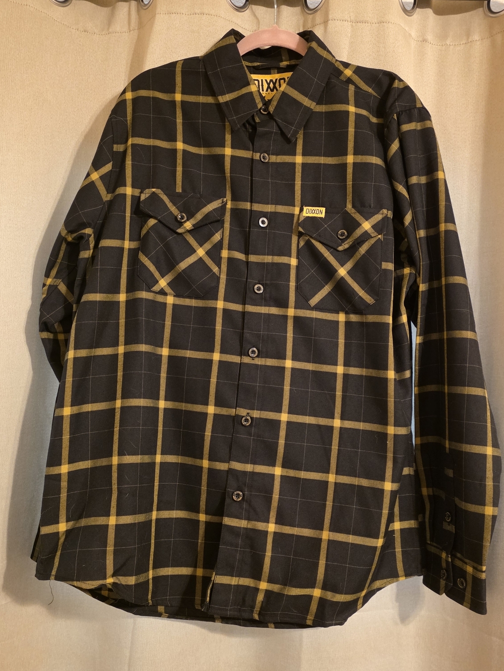 DIXXON "The Messenger" Size Large Black & Yellow Plaid Flannel Shirt